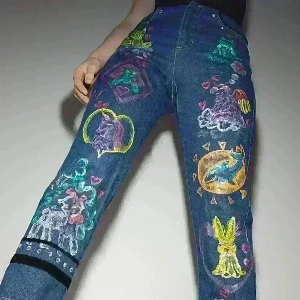 Vintage 90s crazy mom jeans with bedazzled Lisa Frank animals ✦ kidcore jeans ✦ - Picture 5 of 16